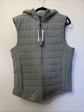Perry Ellis Quilted Hooded Vest - Gray